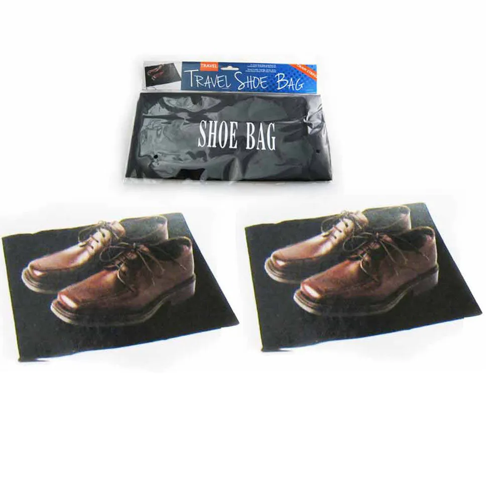 12 Pc Travel Shoe Bags Storage Luggage Black Drawstring Bag Suitcase Case Pack