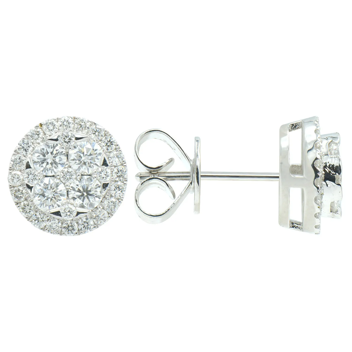 18k White Gold Small Cluster Earrings