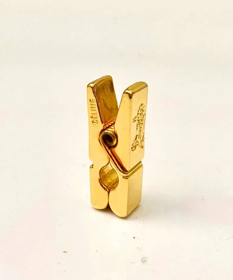 1990s CELINE GOLD TONE METAL TIE / PAPER CLIP