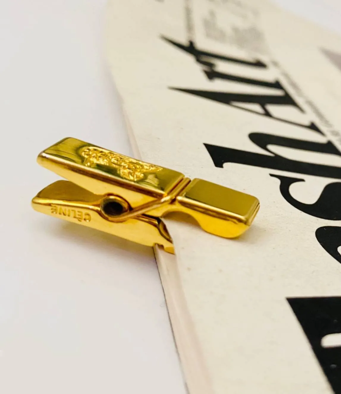 1990s CELINE GOLD TONE METAL TIE / PAPER CLIP