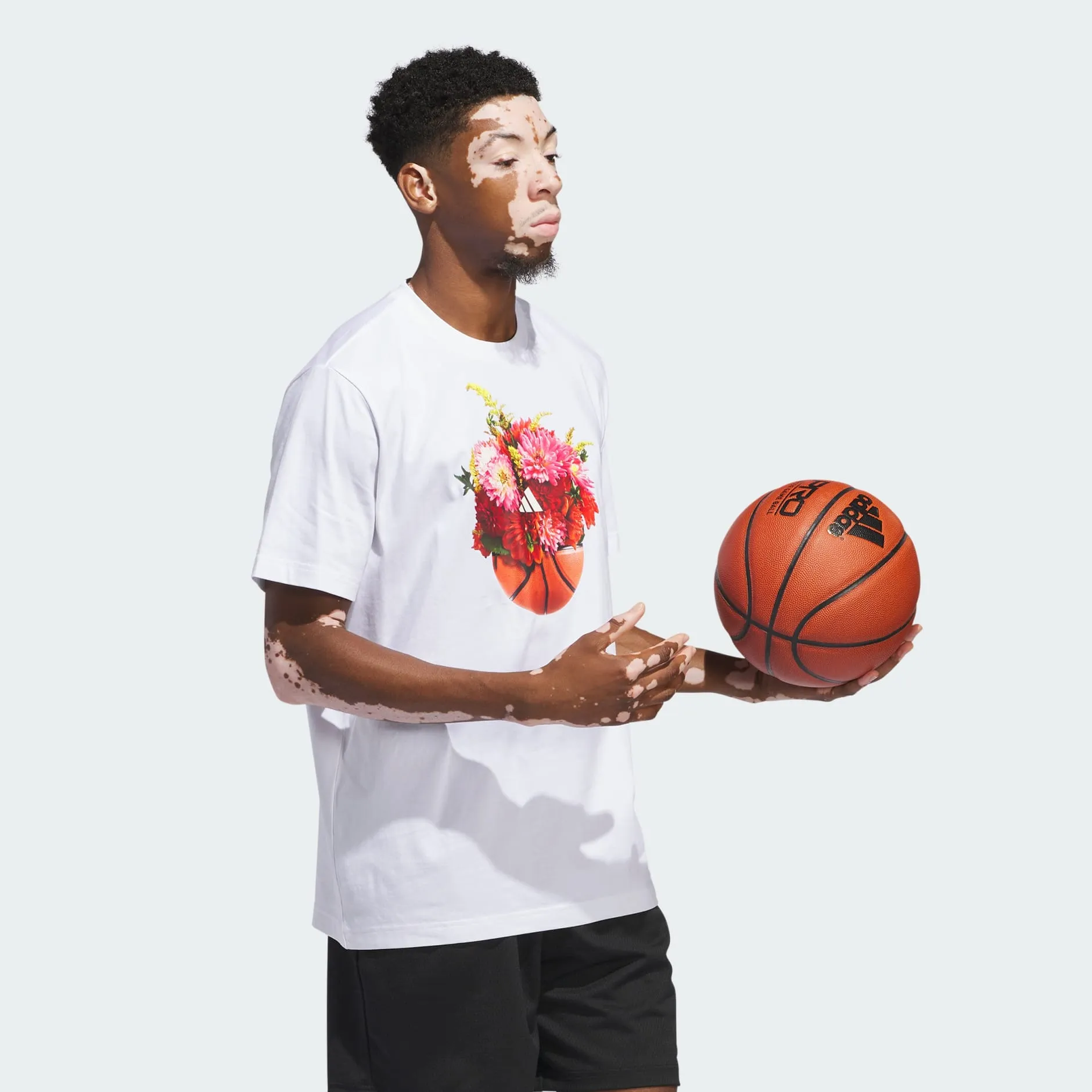 ADIDAS FLORAL HOOPS GRAPHIC T-SHIRT - WHITE