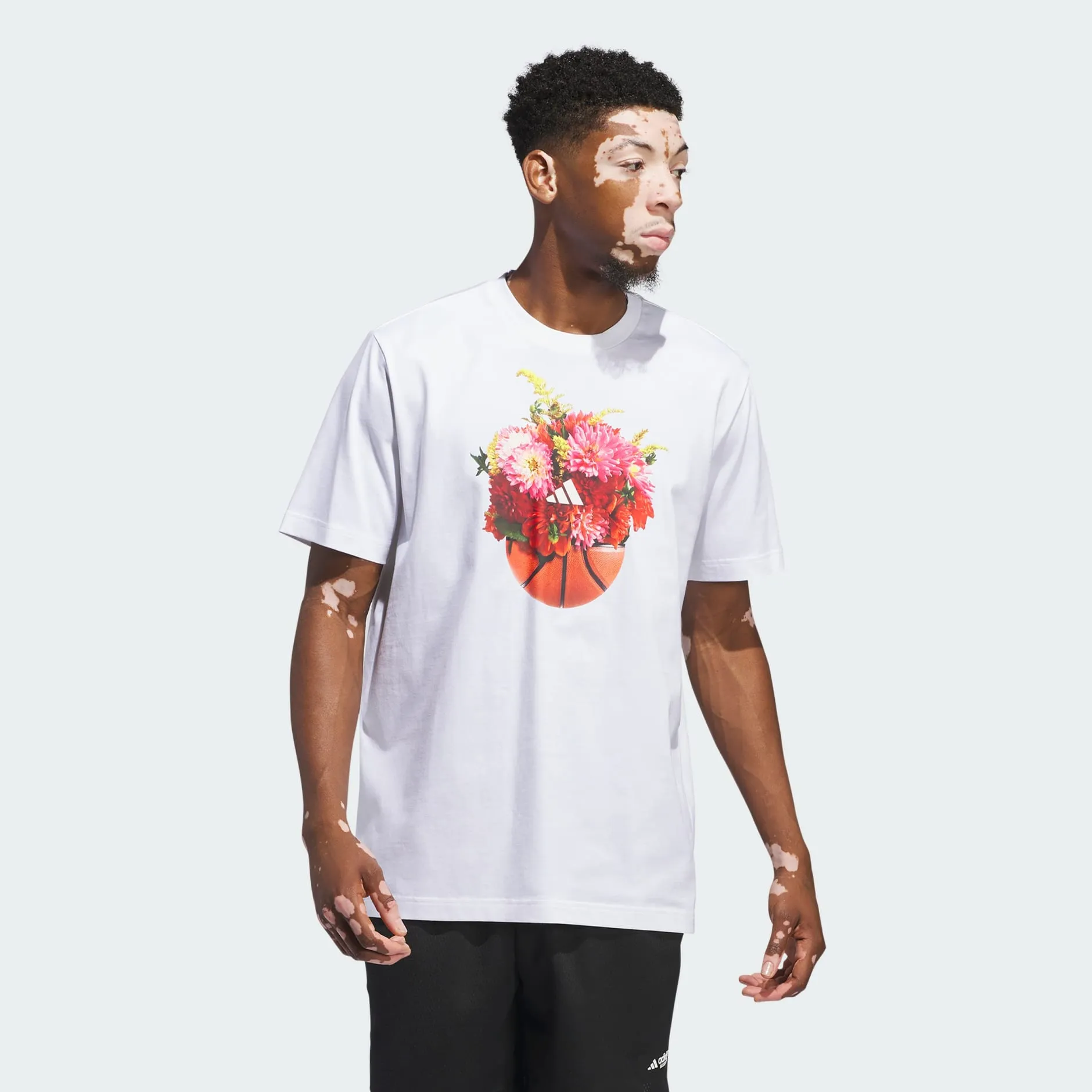 ADIDAS FLORAL HOOPS GRAPHIC T-SHIRT - WHITE