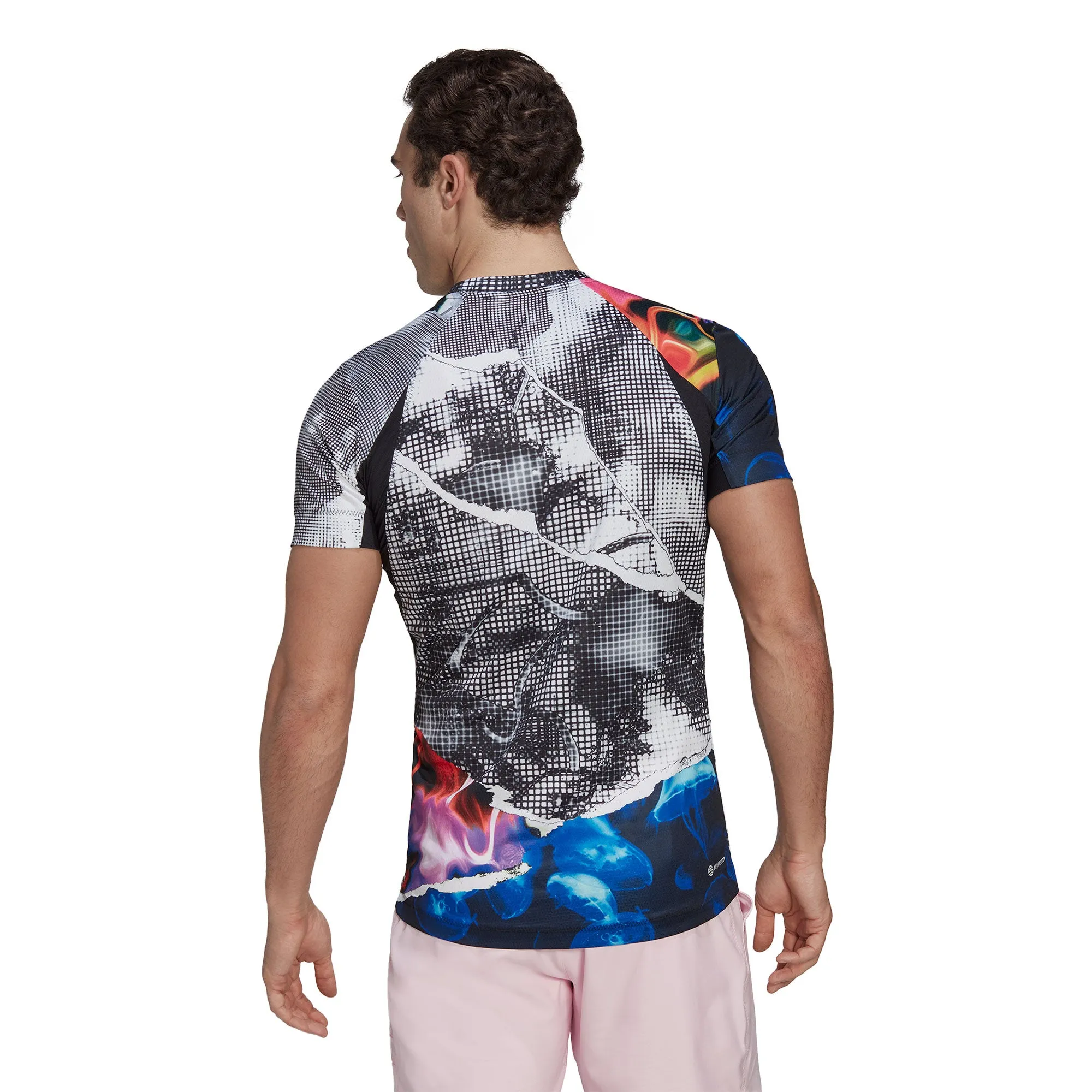Adidas US Series Printed Freelift Mens Tennis Shirt