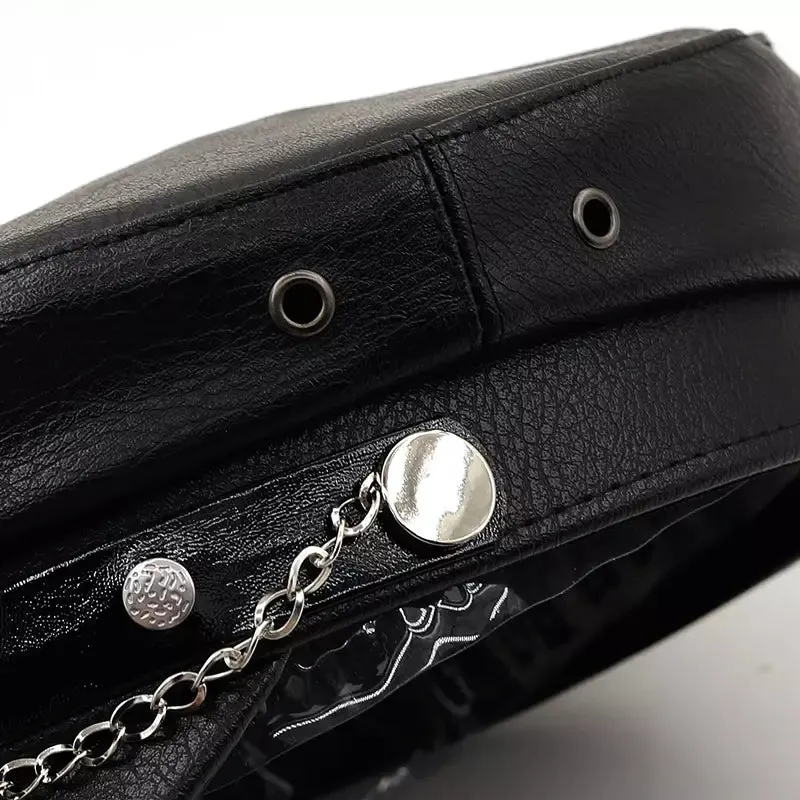 Anchor Black Leather Sailor Cap