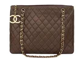 Authentic Chanel Vintage Taupe Quilted Jumbo Tote