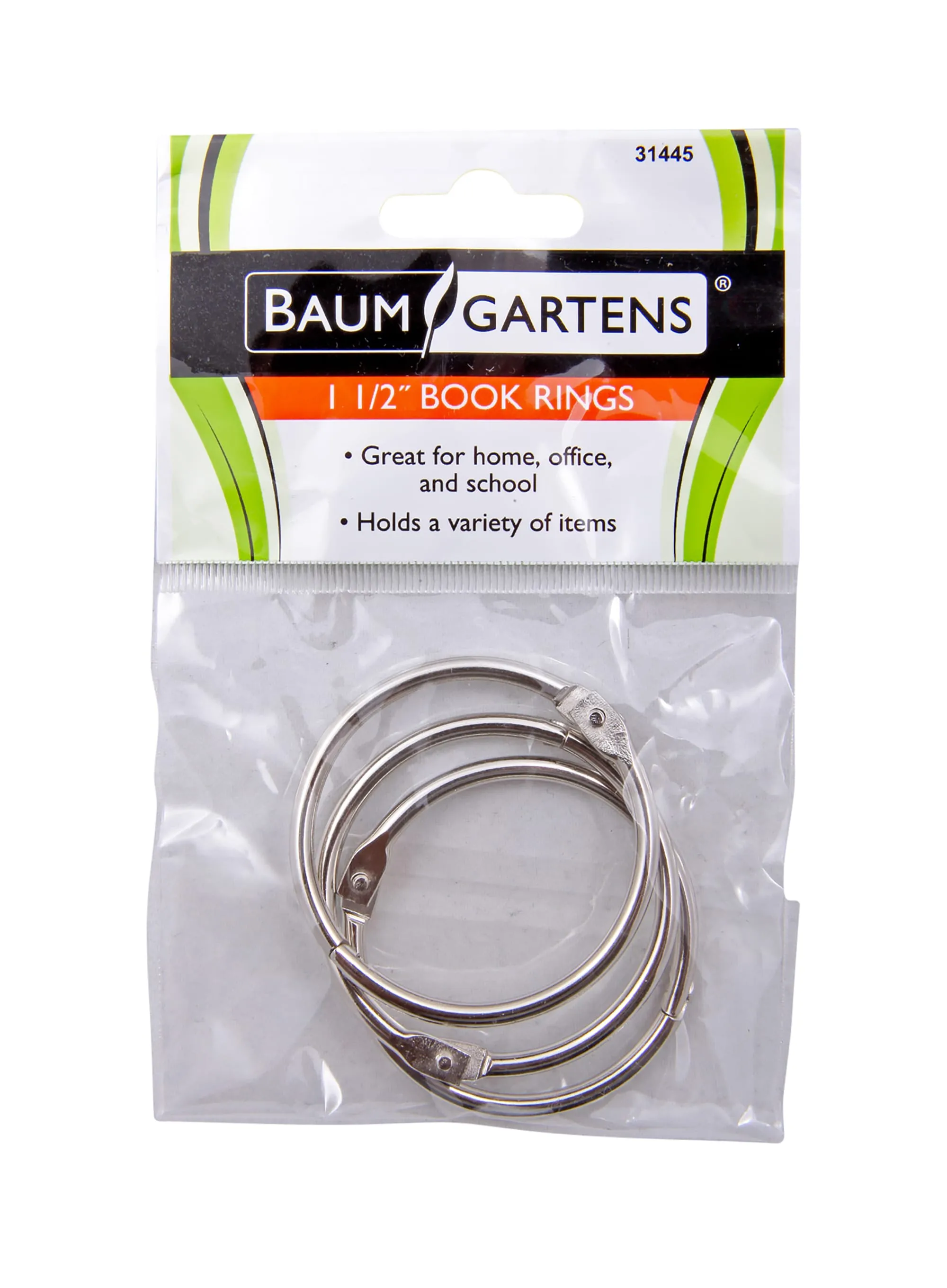 Baumgartens Book Rings 1 1/2" 3 Pack CHROME (31445)