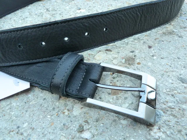 Black 1.5" Wide Cut-Edge Leather Belt