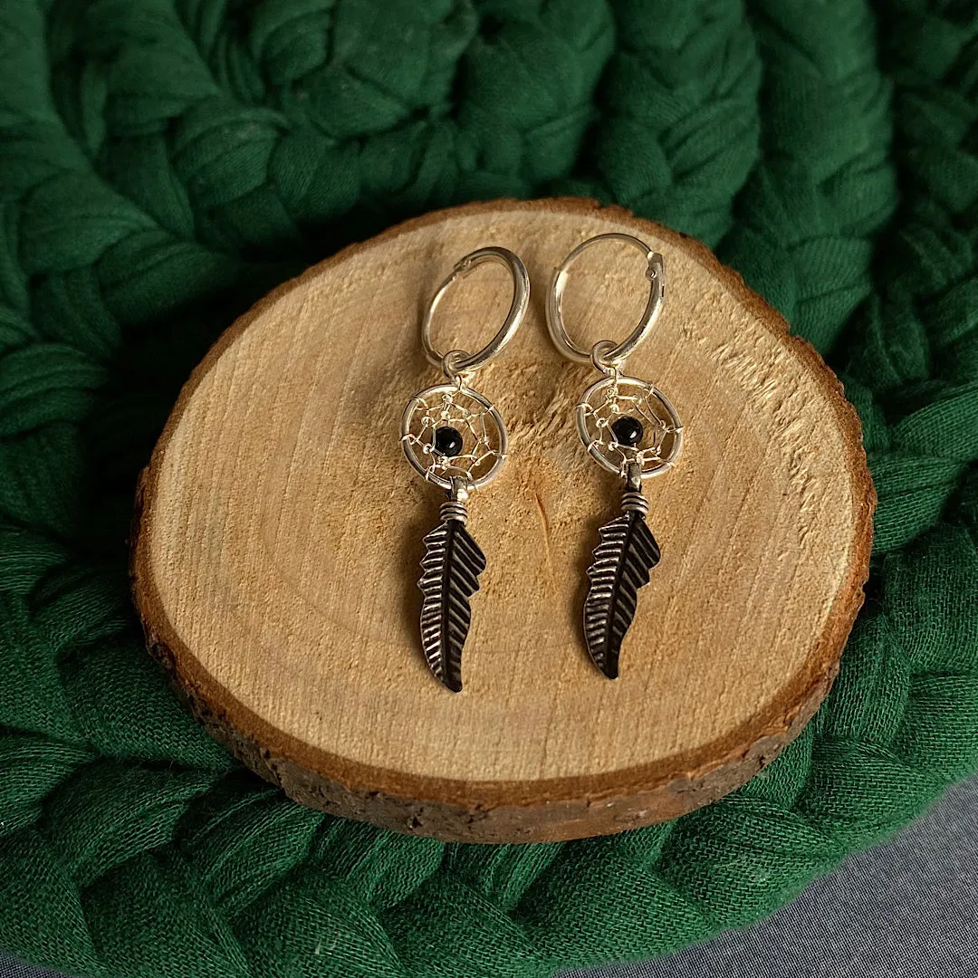 Black Bead Dreamcatcher Helix Rings