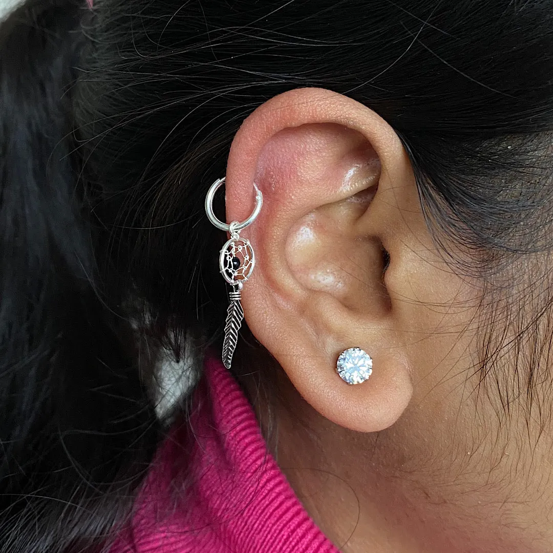 Black Bead Dreamcatcher Helix Rings