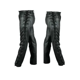 Black Lace Up Leather Pants