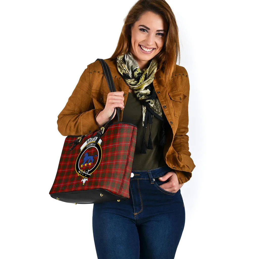Bruce Tartan Leather Tote Bag with Family Crest
