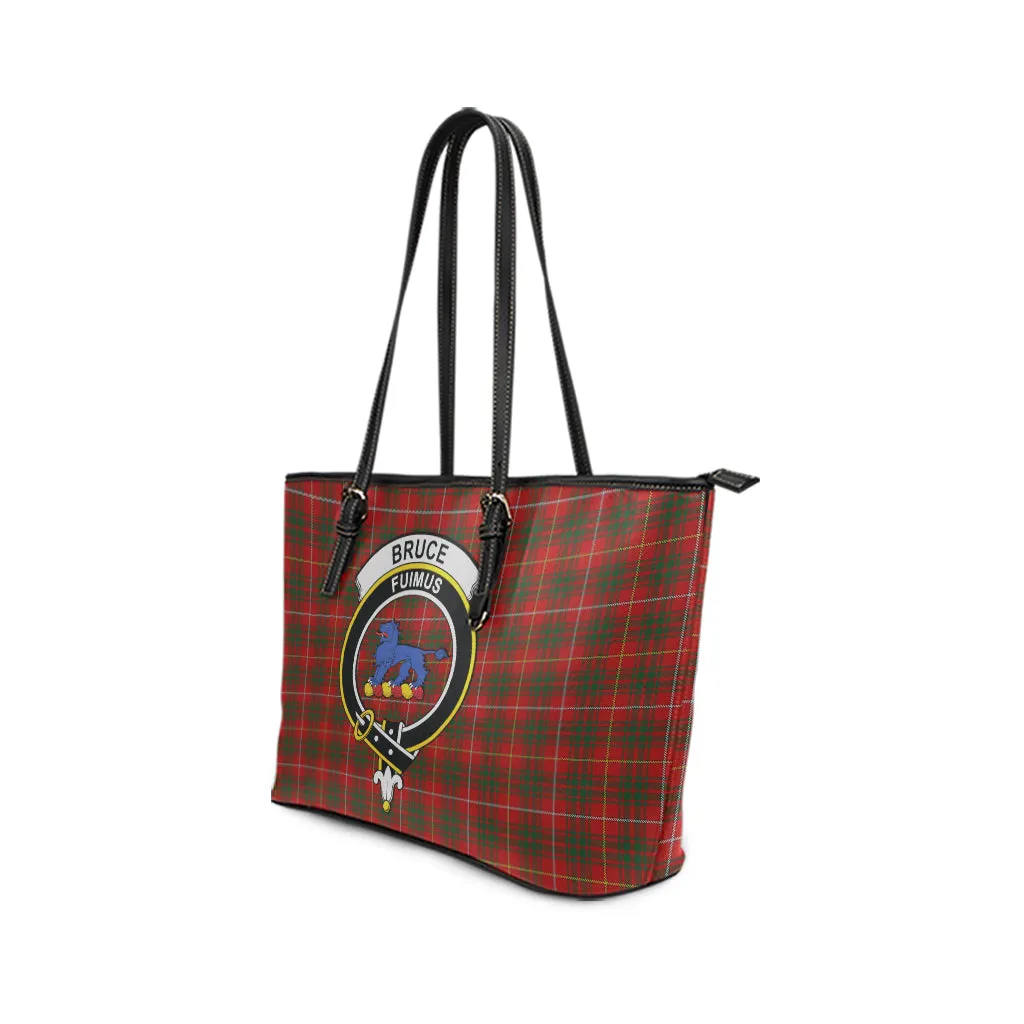 Bruce Tartan Leather Tote Bag with Family Crest