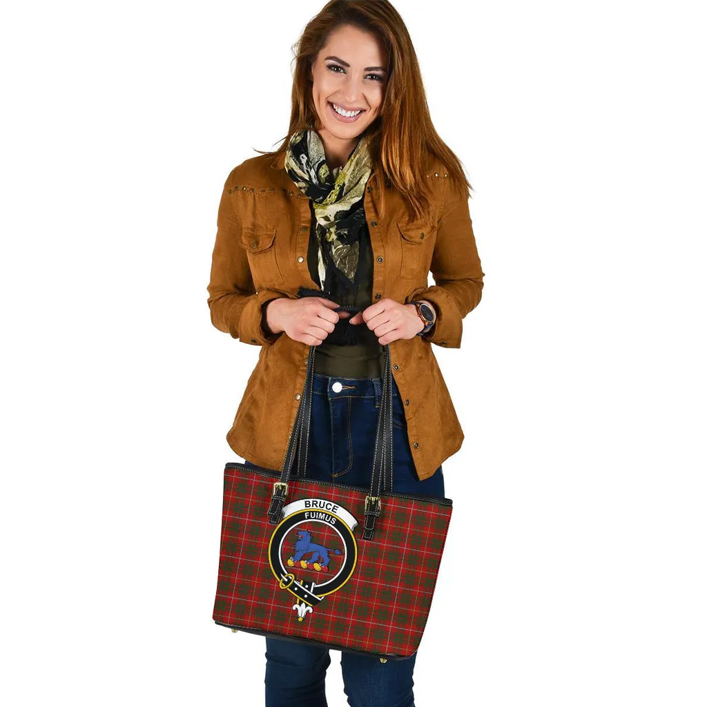 Bruce Tartan Leather Tote Bag with Family Crest
