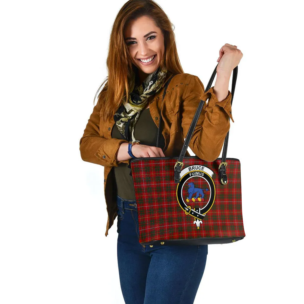 Bruce Tartan Leather Tote Bag with Family Crest