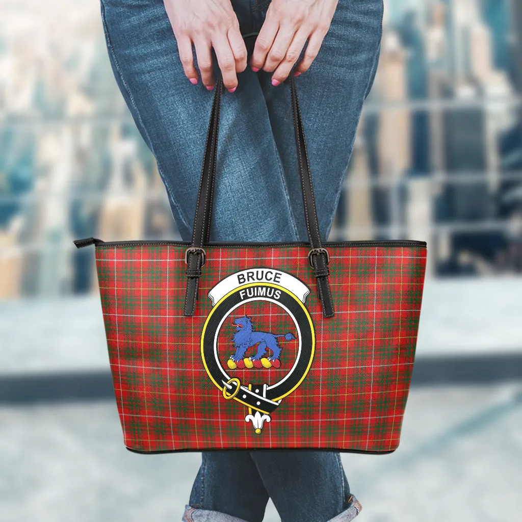 Bruce Tartan Leather Tote Bag with Family Crest