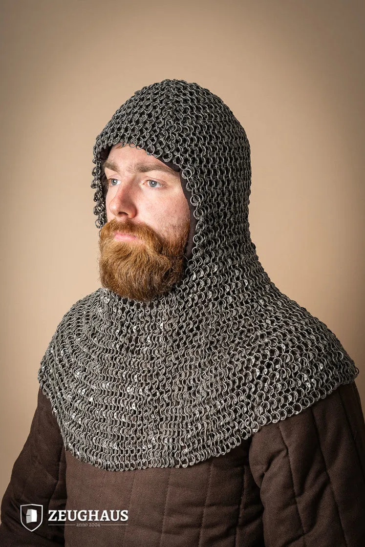 Chainmail Hood Roundring Riveted 10mm Steel Oiled