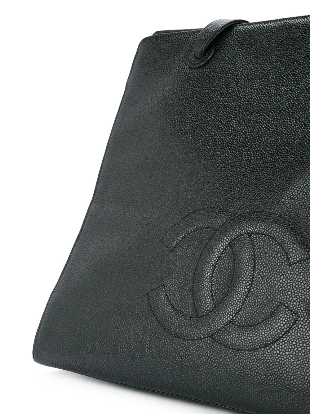 Chanel Vintage Black Caviar Large Work Business CC Tote