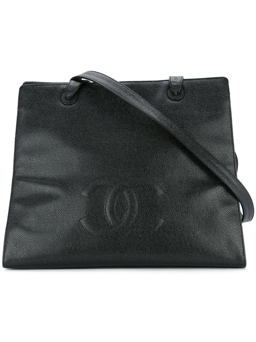 Chanel Vintage Black Caviar Large Work Business CC Tote