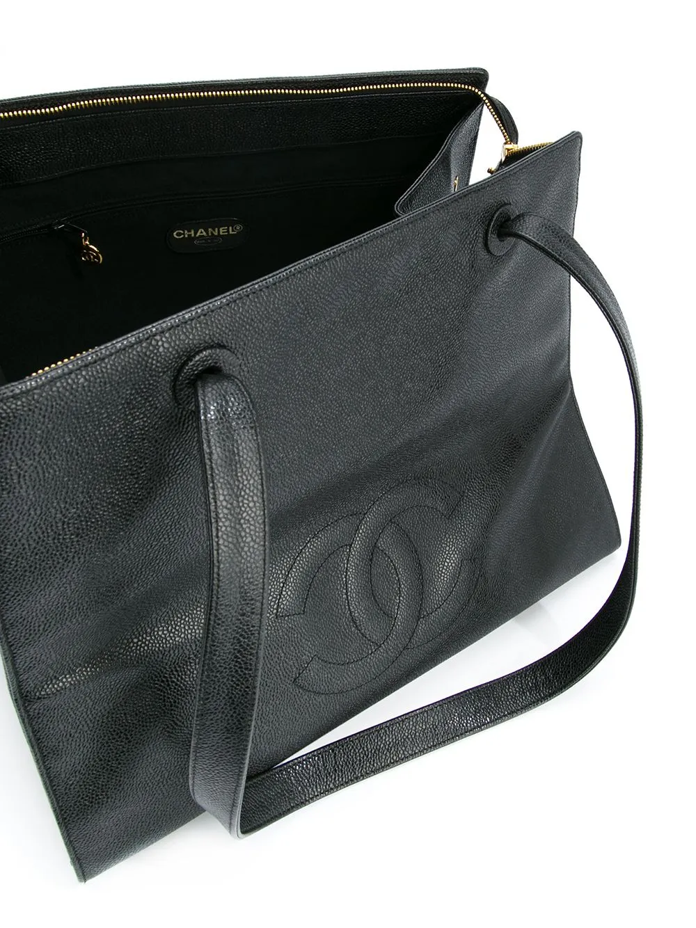 Chanel Vintage Black Caviar Large Work Business CC Tote