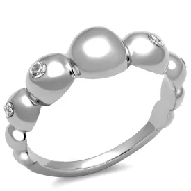 CJE3087 Wholesale Stainless Steel Clear Round CZ Bubble Cocktail Ring