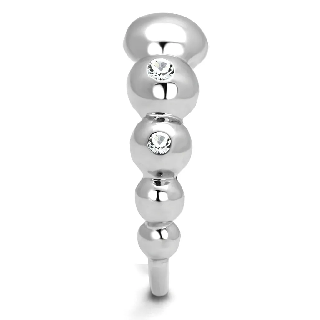 CJE3087 Wholesale Stainless Steel Clear Round CZ Bubble Cocktail Ring