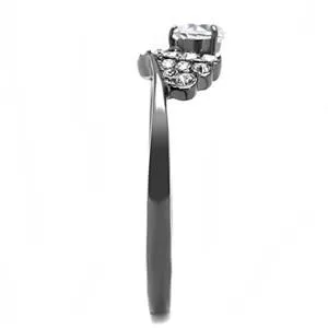 CJE3203 Wholesale Women's Stainless Steel IP Light Black Clear AAA Grade CZ Ring
