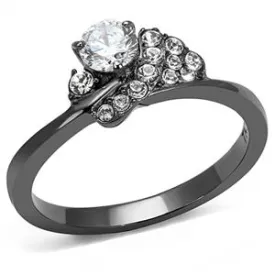 CJE3203 Wholesale Women's Stainless Steel IP Light Black Clear AAA Grade CZ Ring