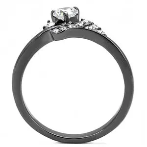 CJE3203 Wholesale Women's Stainless Steel IP Light Black Clear AAA Grade CZ Ring