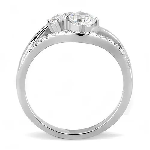 CJE3243 Wholesale Women's Stainless Steel AAA Grade CZ Clear Minimal Cluster Ring