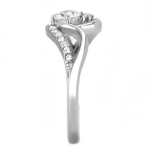 CJE3243 Wholesale Women's Stainless Steel AAA Grade CZ Clear Minimal Cluster Ring