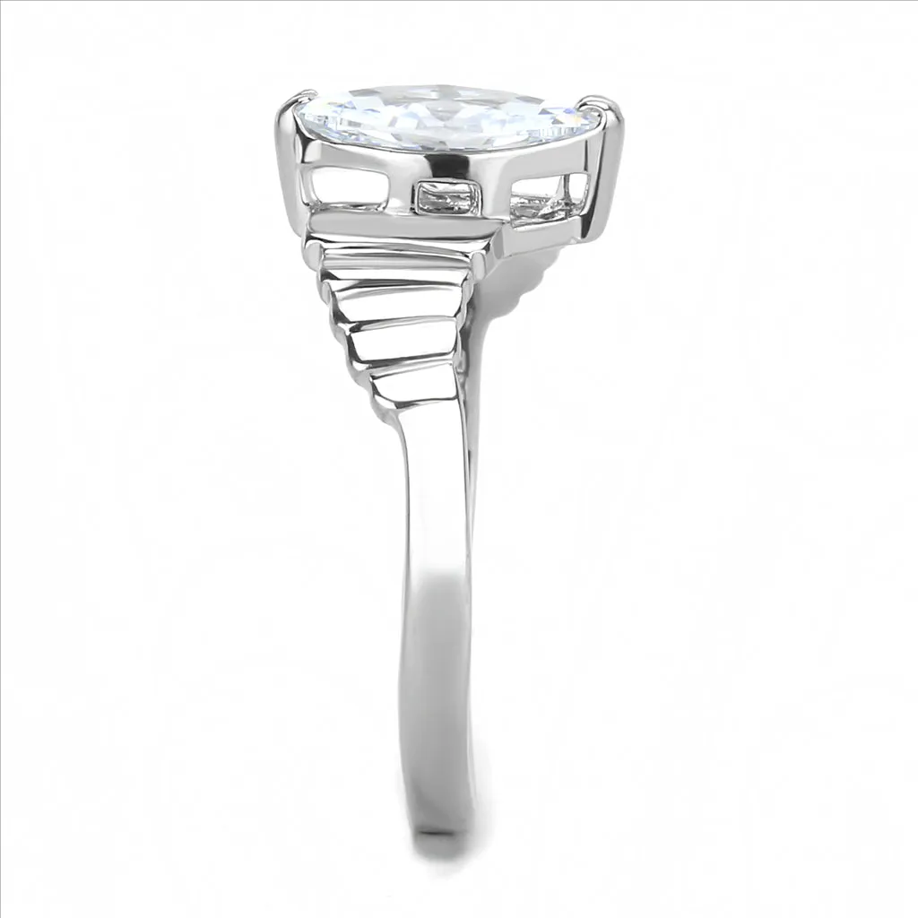 CJE3429 Wholesale Women's Stainless Steel Clear AAA Grade CZ Ring