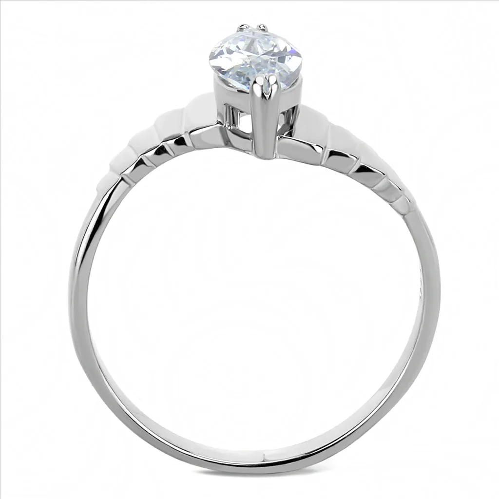 CJE3429 Wholesale Women's Stainless Steel Clear AAA Grade CZ Ring