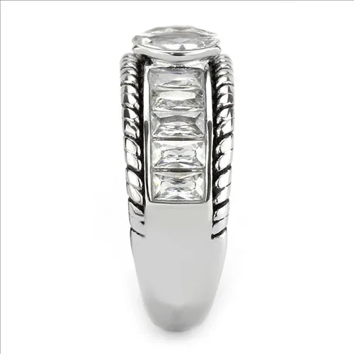 CJE3606 Wholesale Women's Stainless Steel AAA Grade CZ Clear Double Marquise Ring