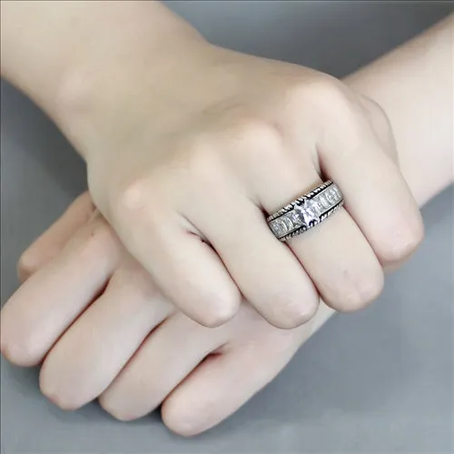 CJE3606 Wholesale Women's Stainless Steel AAA Grade CZ Clear Double Marquise Ring