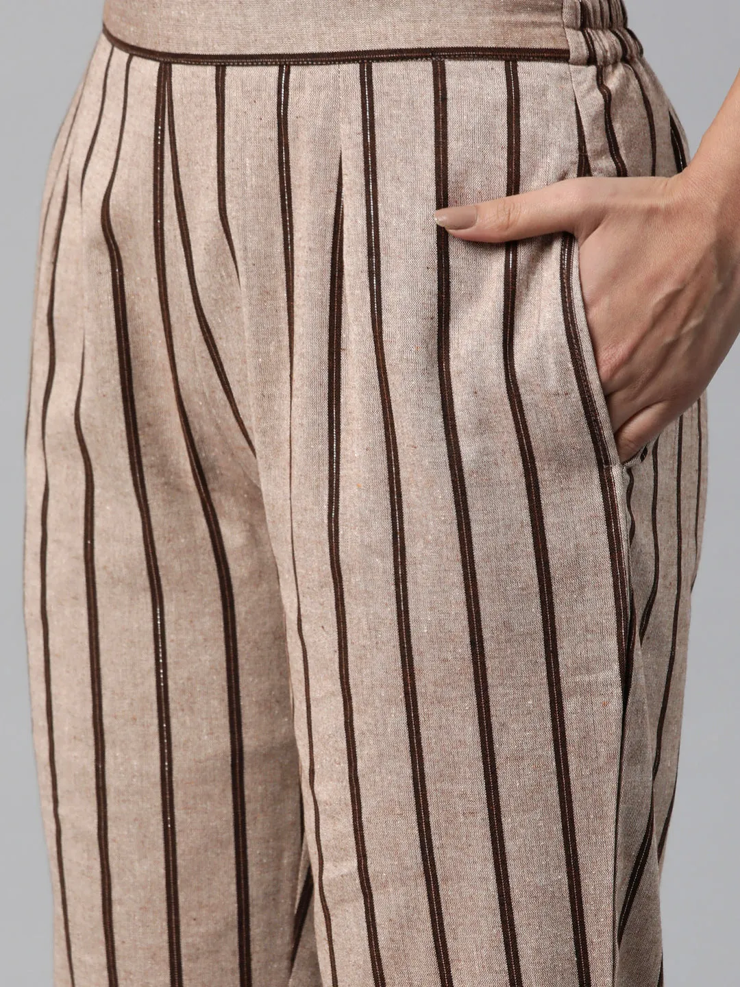Cottinfab Women Striped Two-Piece Formal Suit