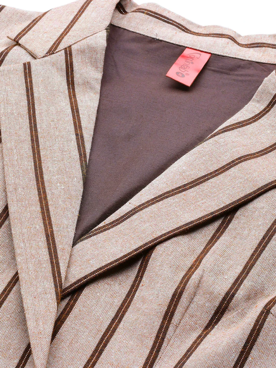 Cottinfab Women Striped Two-Piece Formal Suit