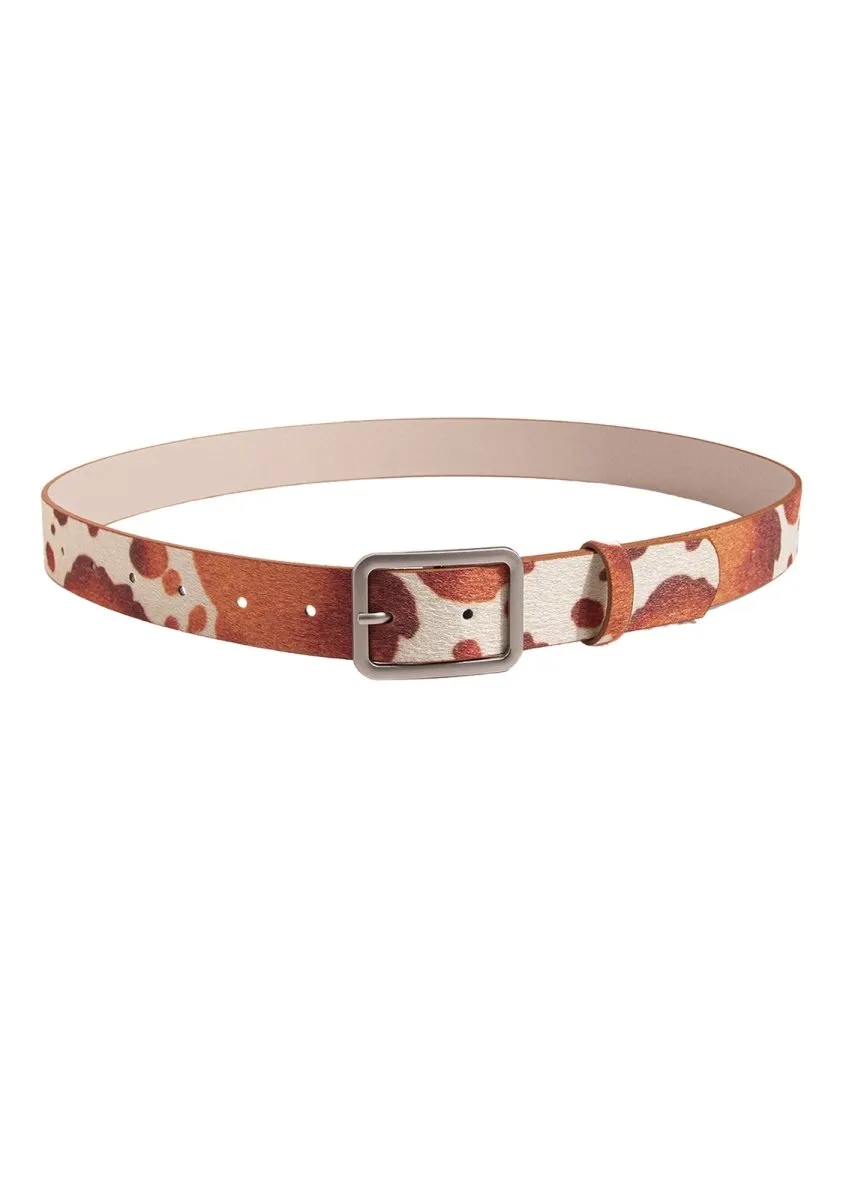 Cow Pattern PU Buckle Belt
