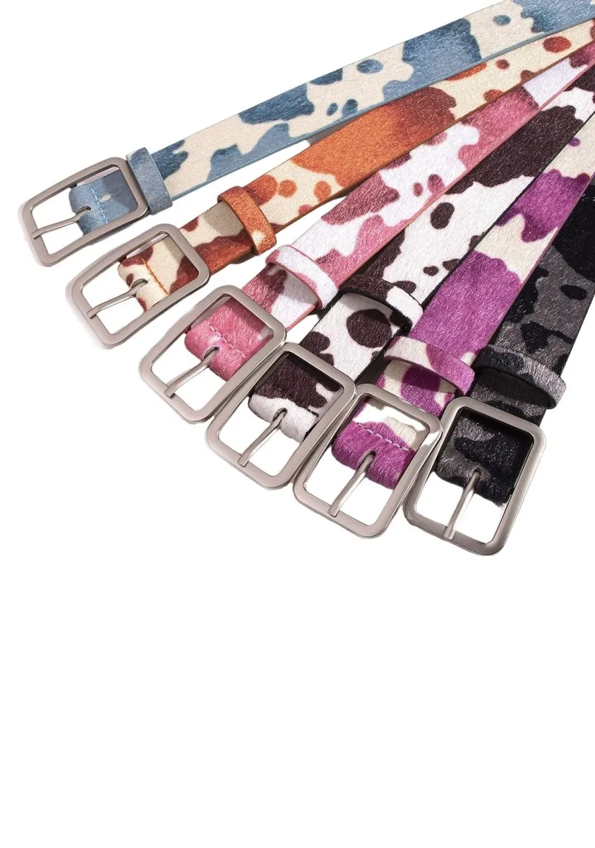 Cow Pattern PU Buckle Belt