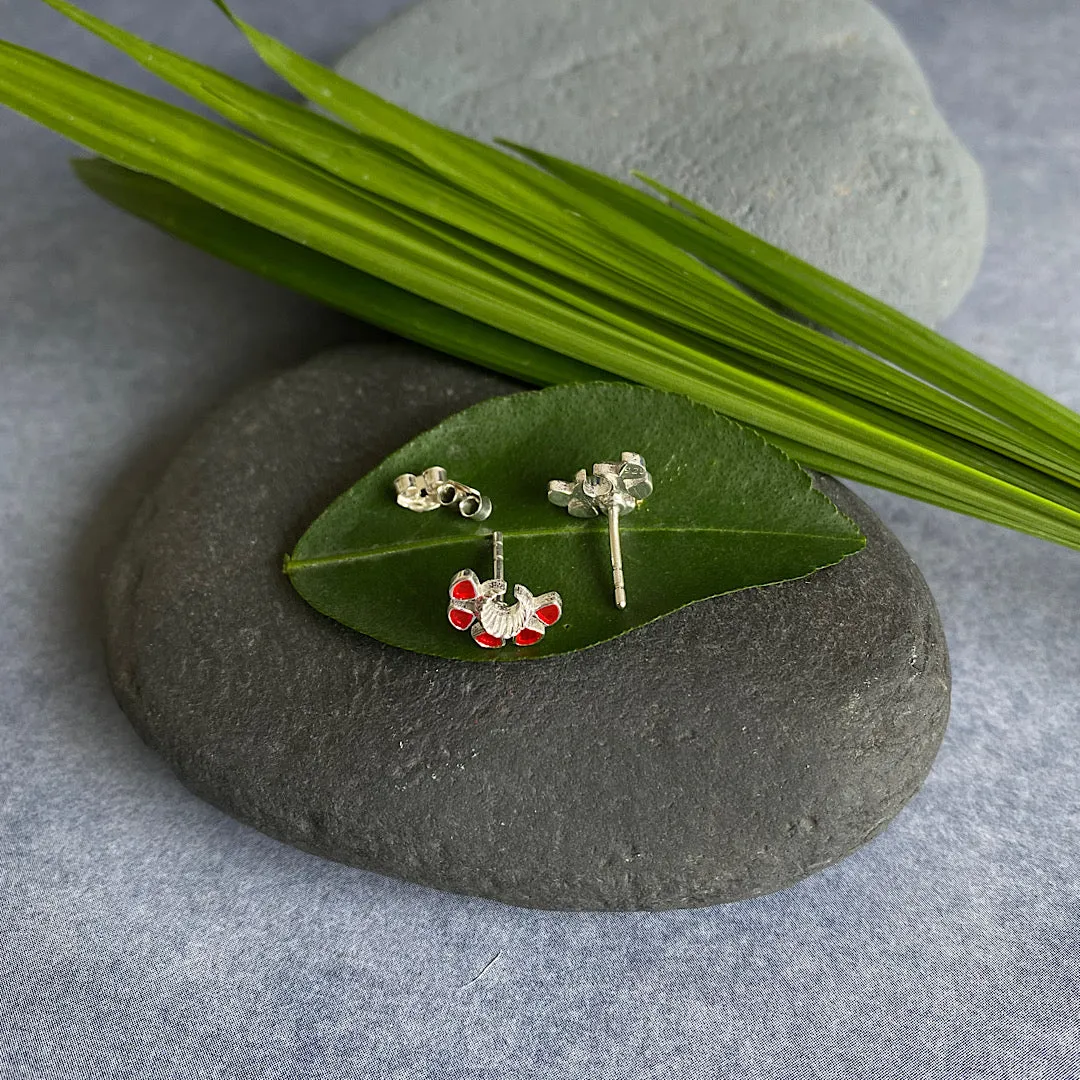 Crescent Deep Red Ear Studs