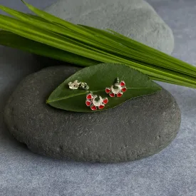 Crescent Deep Red Ear Studs