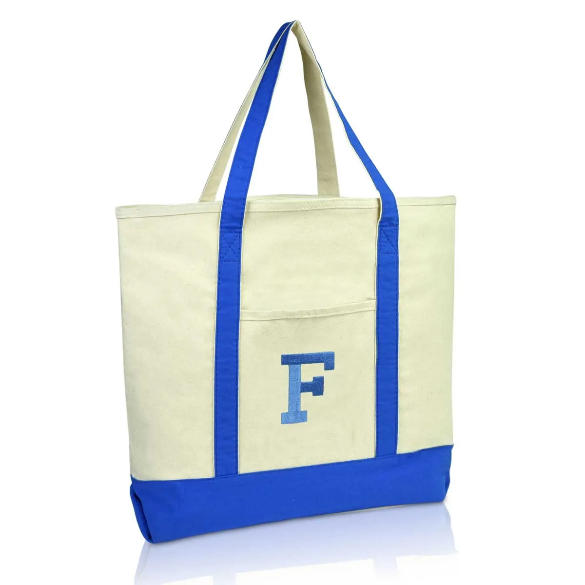 Dalix Initial Tote Bag Personalized Monogram Zippered Top Letter - F