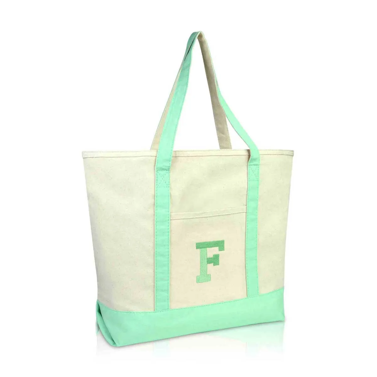 Dalix Initial Tote Bag Personalized Monogram Zippered Top Letter - F