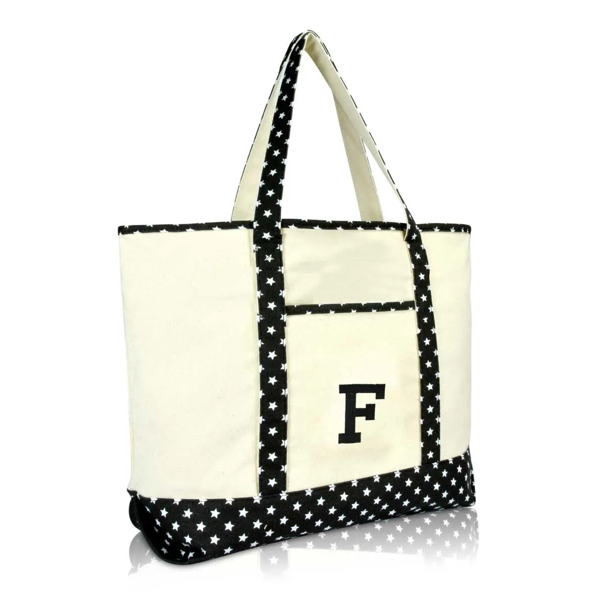 Dalix Initial Tote Bag Personalized Monogram Zippered Top Letter - F