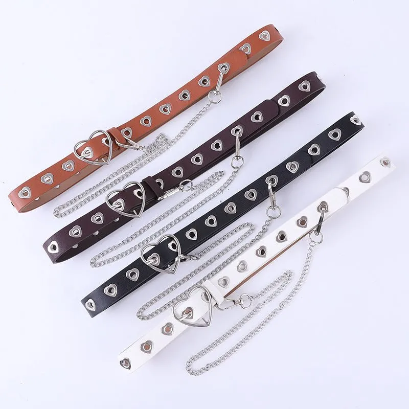 Detachable Chain Heart Buckle Punk Belt
