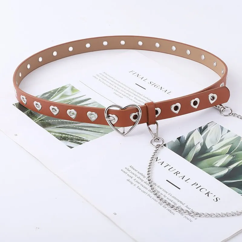 Detachable Chain Heart Buckle Punk Belt