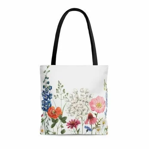 Double Sided Spring Floral Print Tote Bag