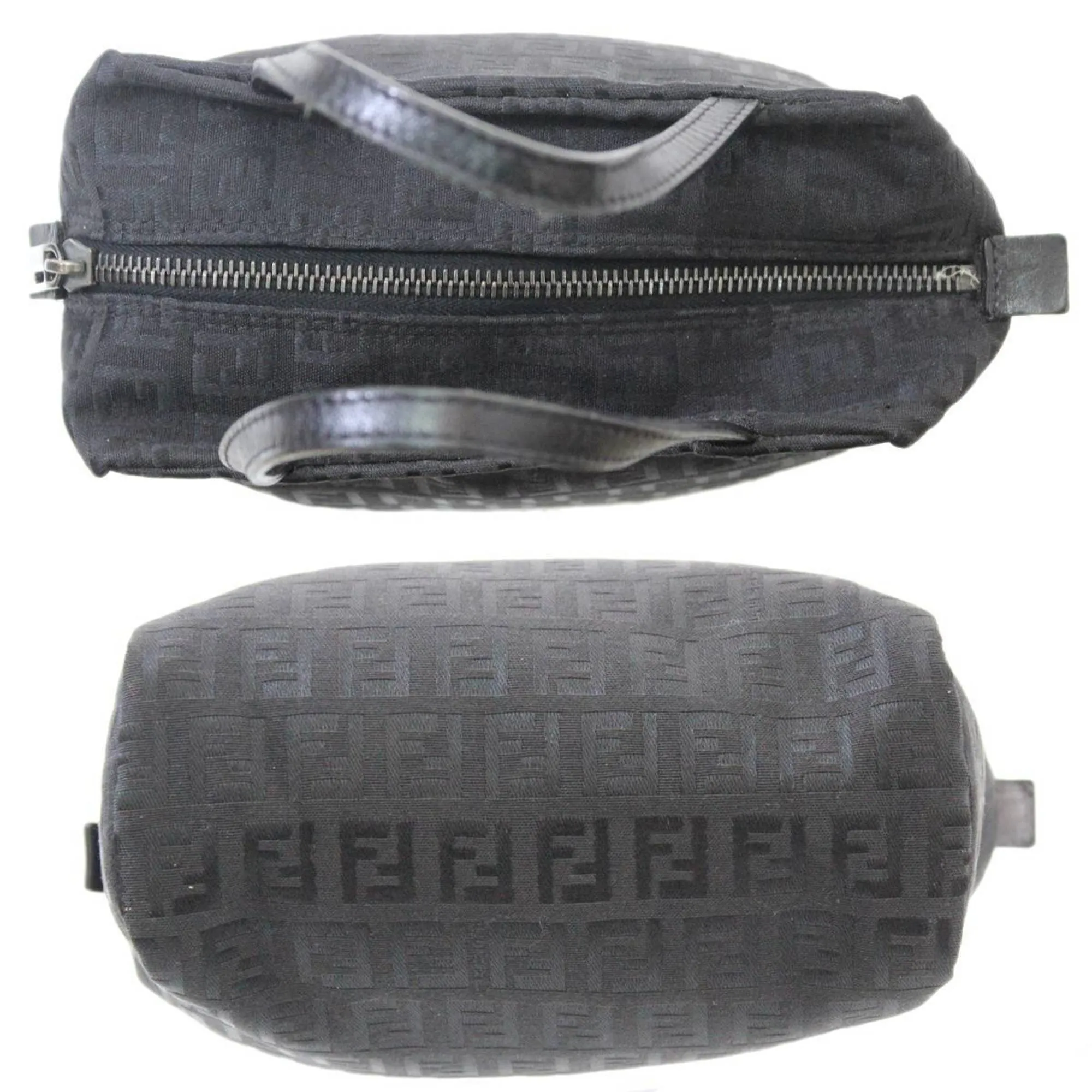 FENDI Handbag Zucchino Black 2220-028 Jacquard Leather