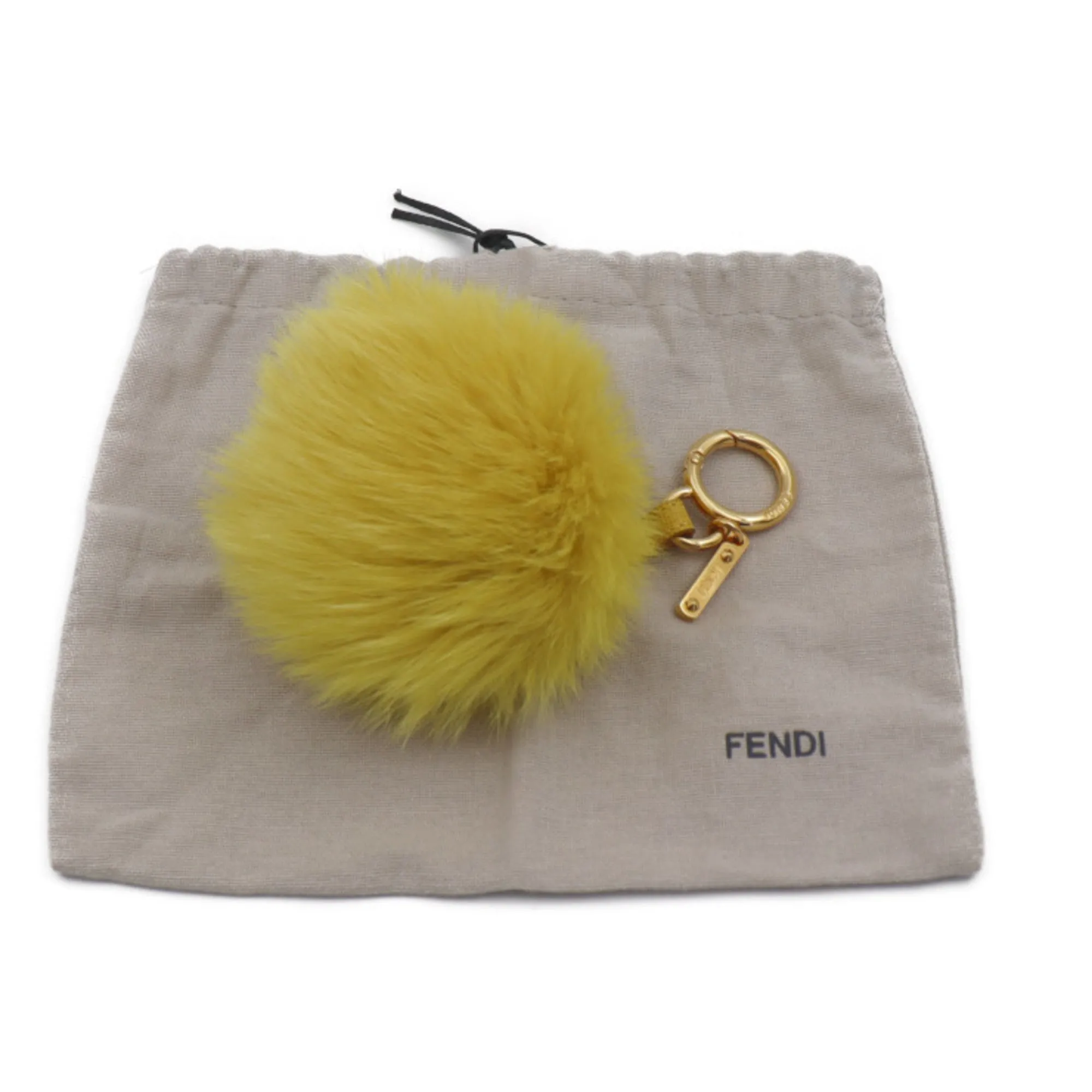 FENDI Other Accessories Fox Fur Yellow Gold Hardware Pompom Bag Charm Key Ring