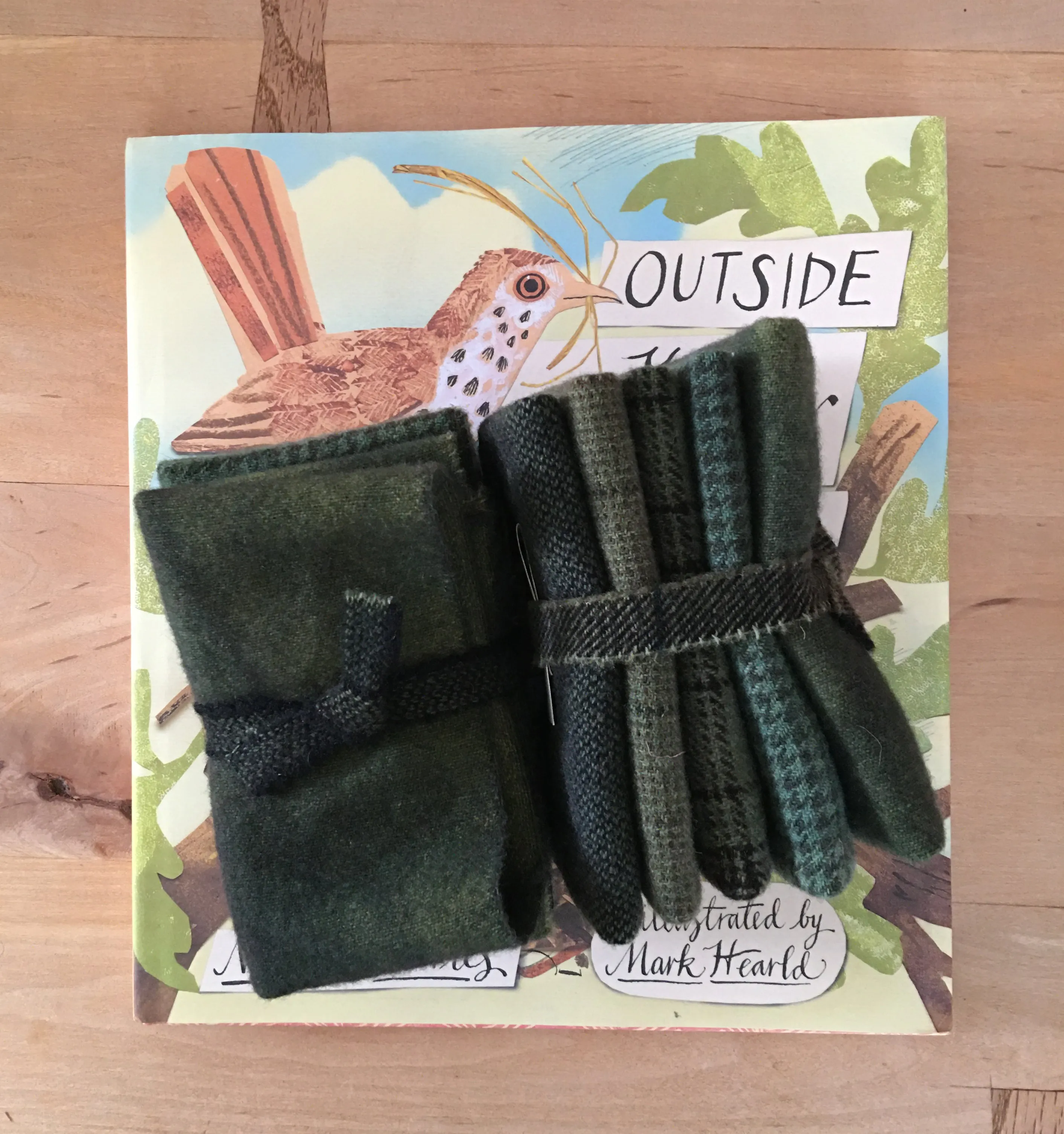 FIDDLEHEAD GREEN Hand Dyed Wool Bundle for Wool Applique and Rug Hooking