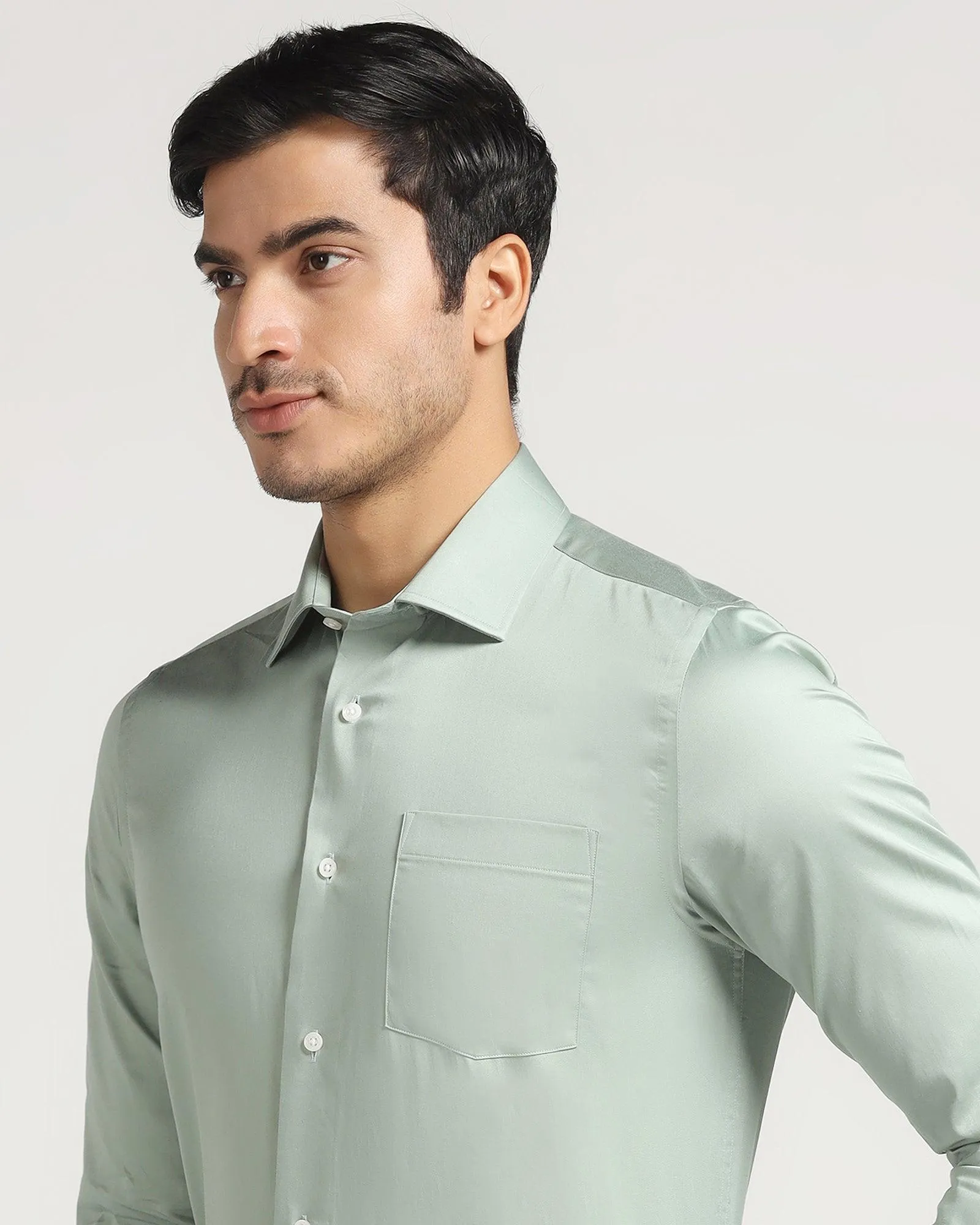 Formal Dusty Green Solid Shirt - Simble